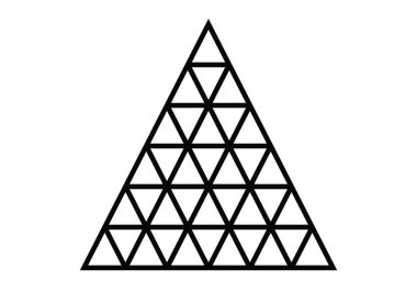 Yığılmış üçgenlerin siyah simgesi büyük bir üçgen oluşturuyor.