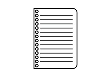 Siyah çizgili siyah defter sayfası simgesi