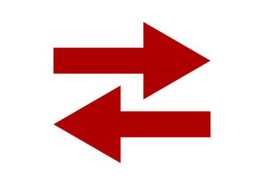 Kırmızı ok iki yönde, sağ ve sol.