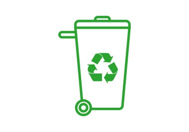 Beyaz arkaplanda yeşil geri dönüşüm kutusu simgesi