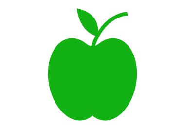 Beyaz arkaplanda yeşil elma silueti