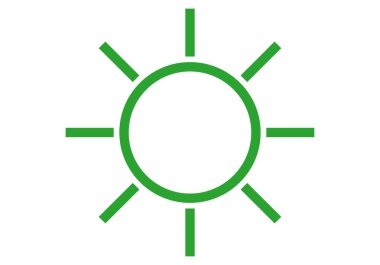 Beyaz arkaplanda yeşil güneş simgesi