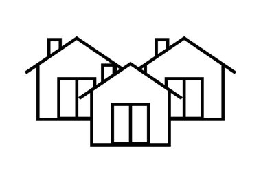 Evleri olan köyün siyah simgesi