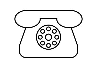 Beyaz arkaplanda klasik telefonun siyah simgesi