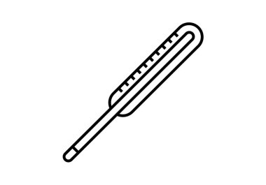 Beyaz arkaplanda siyah gövde termometre simgesi