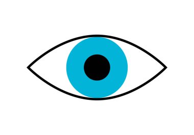 Beyaz arkaplanda mavi göz simgesi