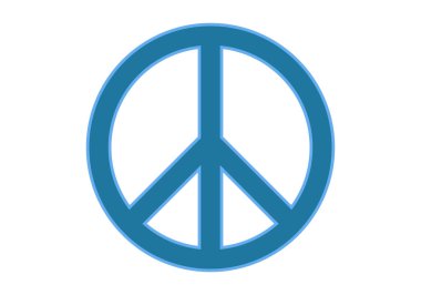 Beyaz arkaplanda mavi barış sembolü