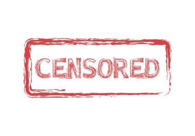 Sansürcünün kırmızı damgası veya beyaz arkaplanda sansürlenmiş