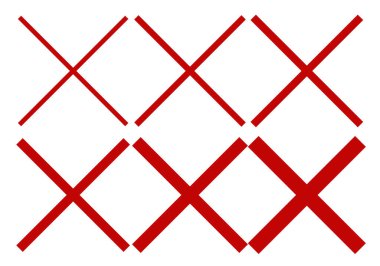 Kırmızı ile özetlenmiş X veya X simgelerinin sayfası