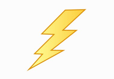 Beyaz arkaplanda sarı şimşek veya gök gürültüsü