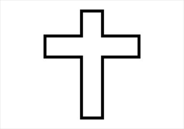 Hıristiyan haçı simgesi ya da beyaz arka planda haç simgesi