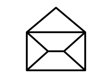 Açık zarf veya mektubun siyah simgesi