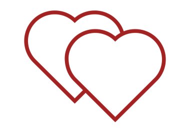 Beyaz arkaplanda iki kalbin kırmızı simgesi