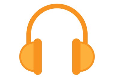 Beyaz arkaplanda müzik dinlemek için turuncu kulaklıklar