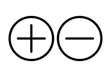 Beyaz arkaplanda siyah yakınlaş ya da uzaklaşma simgesi