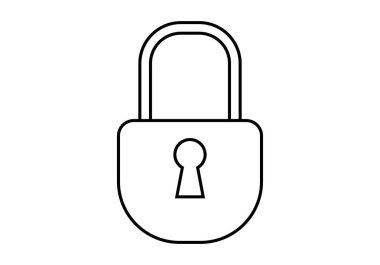 Beyaz arkaplanda siyah kapalı asma kilit simgesi