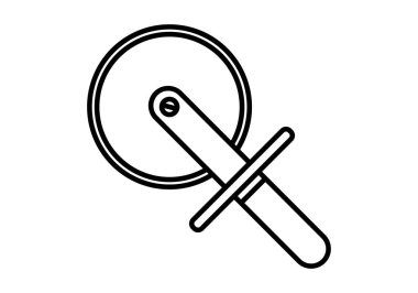 Beyaz arkaplanda siyah pizza kesicisi simgesi