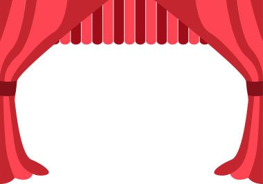 Red curtain of a theater stage on a white background clipart