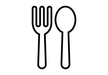 Siyah kaşık ve çatal ikonu
