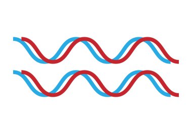 Kırmızı ve mavi dalgalı çizgi vuruşu