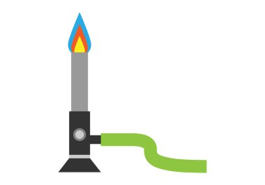 Bunsen yakıcısı beyaz arkaplanda yandı