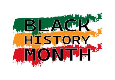 Afrika 'nın yeşil, sarı ve kırmızı renkleri ile fırça darbeleri ile siyah tarih ayı posteri