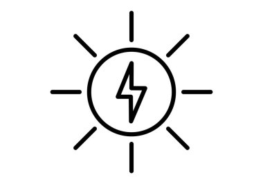 Güneş ve şimşeğin siyah güneş enerjisi simgesi