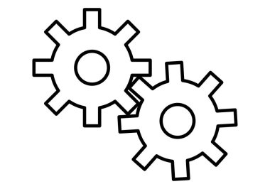 Beyaz arkaplanda siyah vites simgesi
