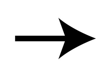 Beyaz arkaplanda siyah sağ ok simgesi