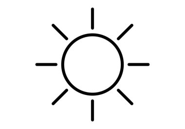 Beyaz arkaplanda siyah güneş simgesi