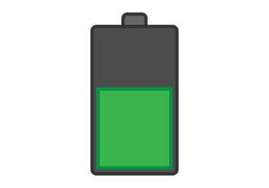 Half-charged battery, green and black in color