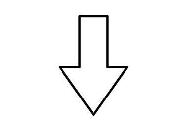 Aşağıya bakan okun siyah simgesi