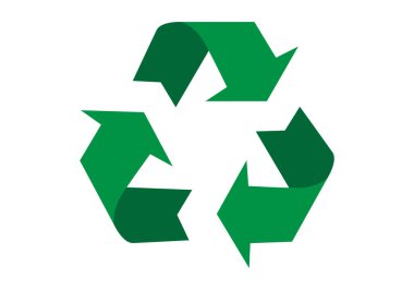 Beyaz arkaplanda yeşil geri dönüşüm sembolü