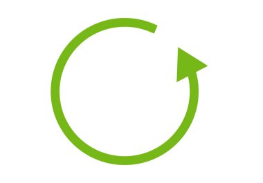 Geri dönüşüm çemberinde yeşil ok simgesi