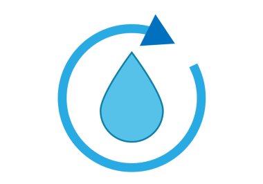 Suyu tekrar kullanmak için yuvarlak okla mavi su damlası