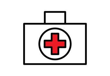 Kızıl haçlı bir ilk yardım çantasının siyah simgesi