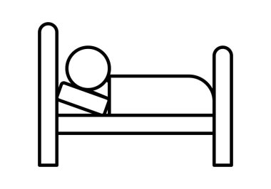 Beyaz arkaplanda siyah yatak simgesi