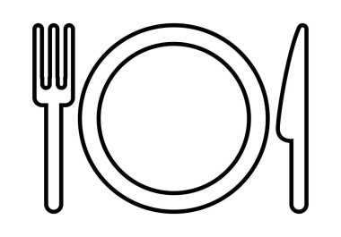 Çatal ve bıçaklı siyah tabak simgesi