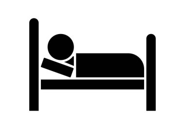 Yataktaki bir insanın siyah simgesi