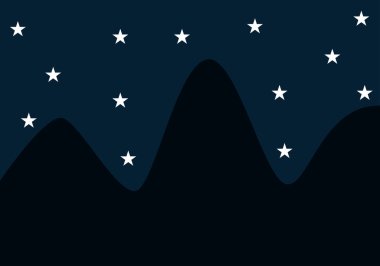 Beyaz yıldızlı gece dağı manzarası