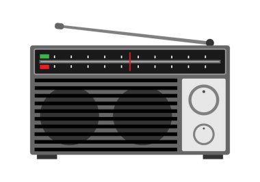 Anten ve gri kadranlı analog radyo