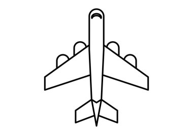 Beyaz arkaplanda siyah ticari uçak simgesi