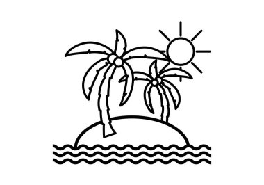 Tropikal adanın simgesi Palmiye ağaçları ve güneş