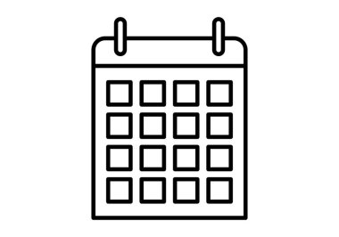 Beyaz arkaplanda siyah takvim simgesi