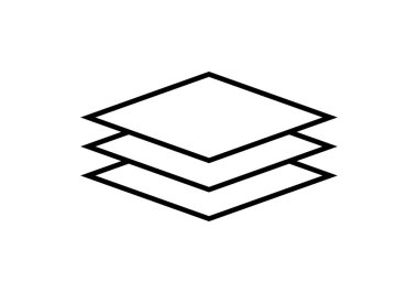 Beyaz arkaplanda üst üste binen katmanların siyah simgesi