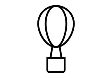 Beyaz arkaplanda siyah sıcak hava balonu simgesi