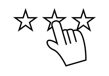 Derecelendirme yapan yıldızlara tıklayan bir el parmağı simgesi