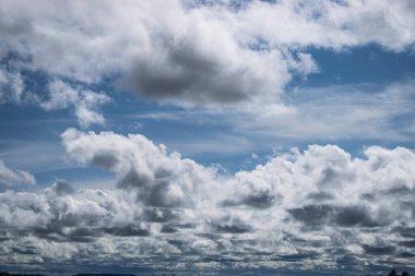 Bulutlar ve ekin tarlalarıyla bahar gökyüzü arkaplanı