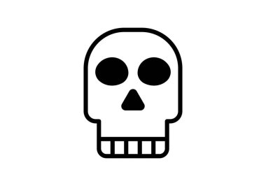 Beyaz arka planda siyah uğursuz kafatası simgesi