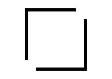 İki beyaz köşeli siyah kare çerçeve simgesi